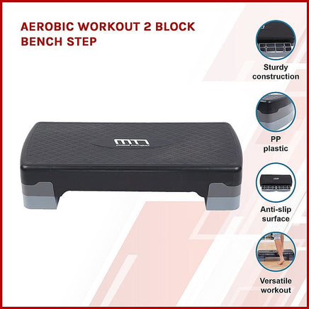 Aerobic Workout 2 Block Bench Step Sports & Fitness Kings Warehouse