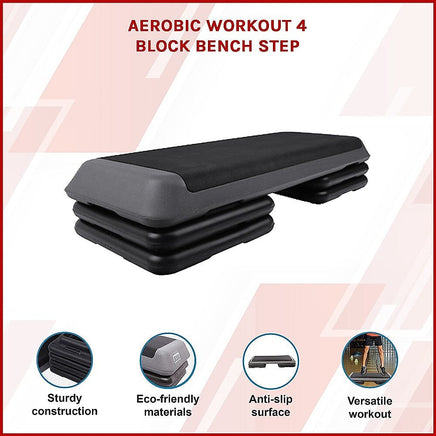 Aerobic Workout 4 Block Bench Step Sports & Fitness Kings Warehouse