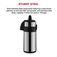 Air Pot for Tea Coffee 5L Pump Action Insulated Airpot Flask Drink Dispenser Home & Garden Kings Warehouse