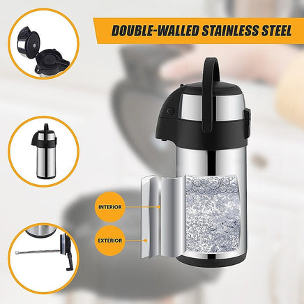 Air Pot for Tea Coffee 5L Pump Action Insulated Airpot Flask Drink Dispenser Home & Garden Kings Warehouse