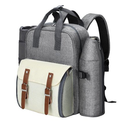 Alfresco 4 Person Picnic Basket Set Backpack Bag Insulated Grey Outdoor Recreation Kings Warehouse