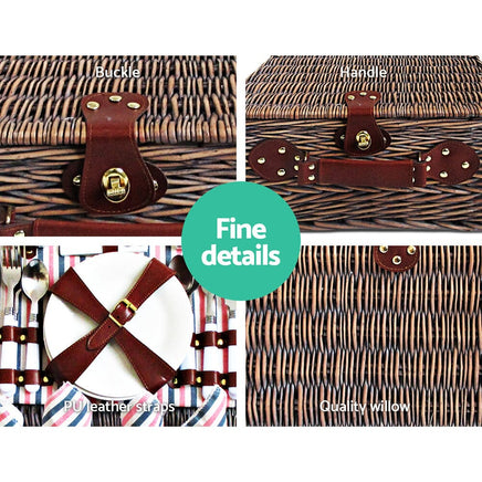 Alfresco 4 Person Picnic Basket Set Insulated Blanket Bag Outdoor Recreation Kings Warehouse