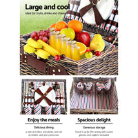 Alfresco 4 Person Picnic Basket Set Insulated Blanket Bag Outdoor Recreation Kings Warehouse