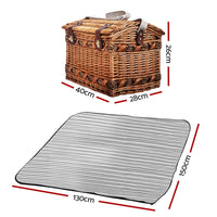 Alfresco 4 Person Picnic Basket Set Storage Blanket Outdoor Recreation Kings Warehouse