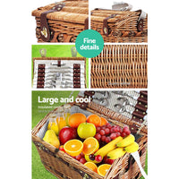 Alfresco 4 Person Picnic Basket Set Storage Blanket Outdoor Recreation Kings Warehouse