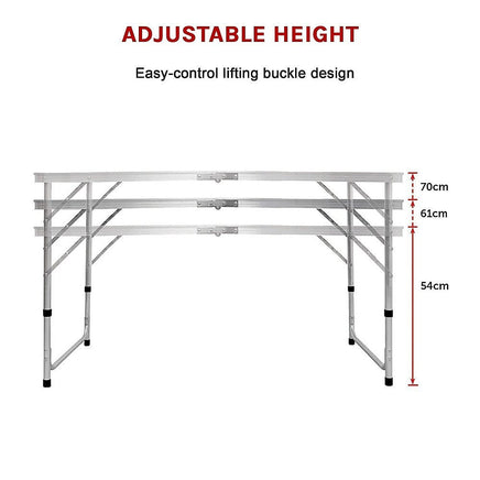 Aluminium Folding Table 120cm Portable Indoor Outdoor Picnic Party Camping Tables Furniture Kings Warehouse