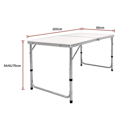 Aluminium Folding Table 120cm Portable Indoor Outdoor Picnic Party Camping Tables Furniture Kings Warehouse