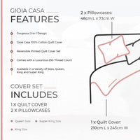 Annie 100% cotton reversible quilt cover set-king size Home & Garden Kings Warehouse