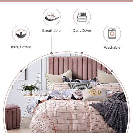 Annie 100% cotton reversible quilt cover set-king size Home & Garden Kings Warehouse