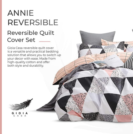 Annie 100% cotton reversible quilt cover set-king size Home & Garden Kings Warehouse