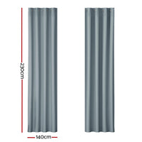 Artiss 2X Blockout Curtains Blackout Window Curtain Eyelet 140x230cm Grey Kings Warehouse