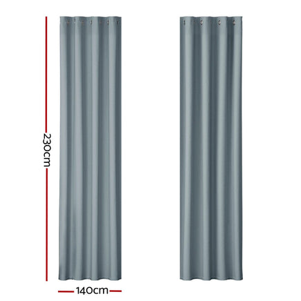 Artiss 2X Blockout Curtains Blackout Window Curtain Eyelet 140x230cm Grey Kings Warehouse