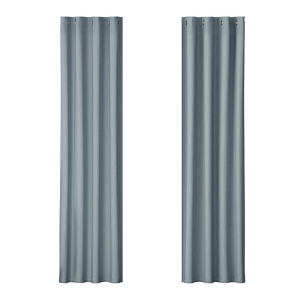 Artiss 2X Blockout Curtains Blackout Window Curtain Eyelet 140x230cm Grey Kings Warehouse