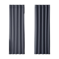 Artiss 2X Blockout Curtains Blackout Window Curtain Eyelet 180x213cm Charcoal Kings Warehouse
