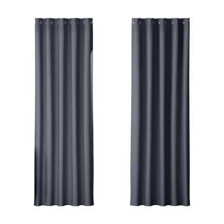 Artiss 2X Blockout Curtains Blackout Window Curtain Eyelet 180x213cm Charcoal Kings Warehouse
