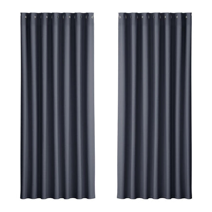 Artiss 2X Blockout Curtains Blackout Window Curtain Eyelet 240x230cm Charcoal Kings Warehouse