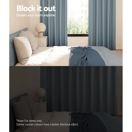 Artiss 2X Blockout Curtains Blackout Window Curtain Eyelet 300x230cm Grey Kings Warehouse