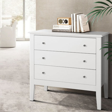 Artiss 3 Chest of Drawers - BRITTANY White Furniture Kings Warehouse