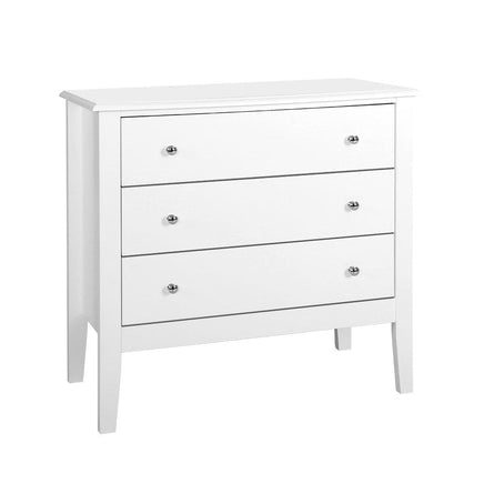 Artiss 3 Chest of Drawers - BRITTANY White Furniture Kings Warehouse