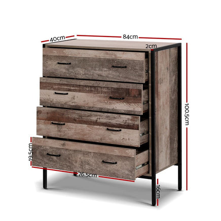 Artiss 4 Chest of Drawers - BARNLY Furniture Kings Warehouse