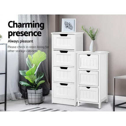 Artiss 4 Chest of Drawers - LEESA White Furniture Kings Warehouse