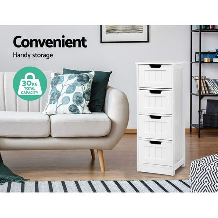 Artiss 4 Chest of Drawers - LEESA White Furniture Kings Warehouse