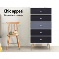 Artiss 5 Chest of Drawers - BONDS White Furniture Kings Warehouse