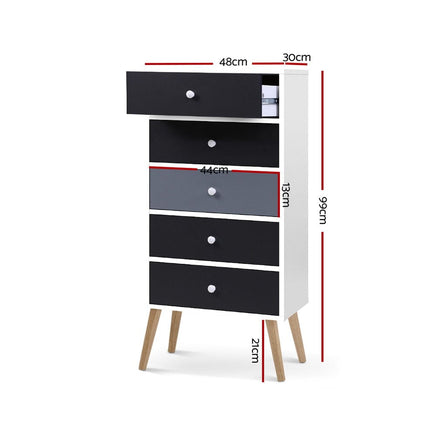 Artiss 5 Chest of Drawers - BONDS White Furniture Kings Warehouse