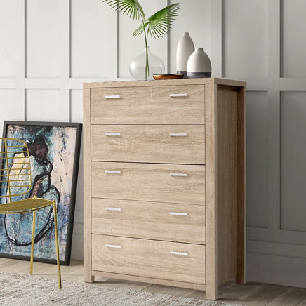 Artiss 5 Chest of Drawers - MAXI Pine Furniture Kings Warehouse