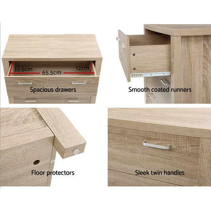 Artiss 5 Chest of Drawers - MAXI Pine Furniture Kings Warehouse