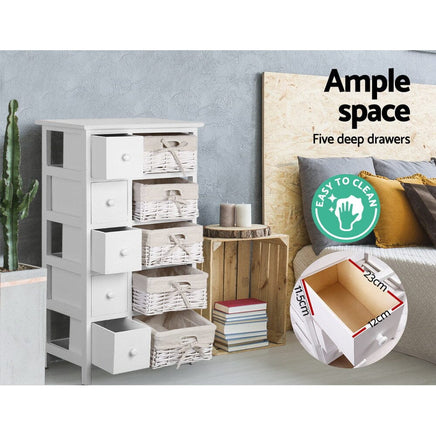 Artiss 5 Chest of Drawers with 5 Baskets - MAY Home & Garden Kings Warehouse