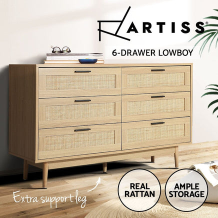 Artiss 6 Chest of Drawers - BRIONY Oak Furniture Kings Warehouse