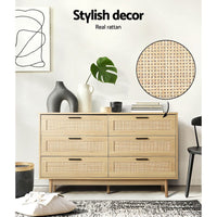 Artiss 6 Chest of Drawers - BRIONY Oak Furniture Kings Warehouse