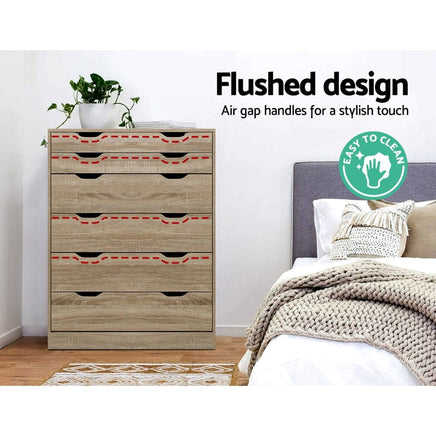 Artiss 6 Chest of Drawers - MYLA Oak Furniture Kings Warehouse