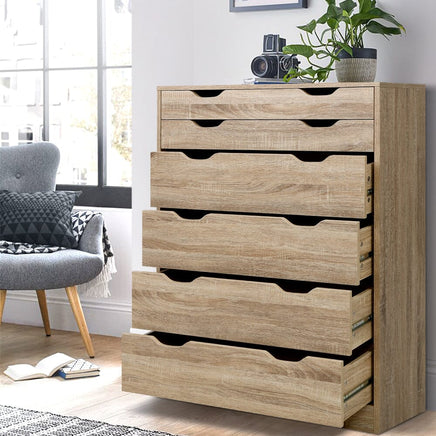 Artiss 6 Chest of Drawers - MYLA Oak Furniture Kings Warehouse