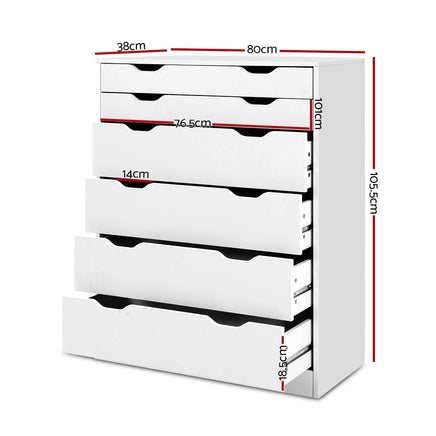 Artiss 6 Chest of Drawers - MYLA White Furniture Kings Warehouse