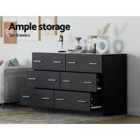 Artiss 6 Chest of Drawers - VEDA Black Furniture Kings Warehouse