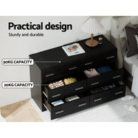 Artiss 6 Chest of Drawers - VEDA Black Furniture Kings Warehouse