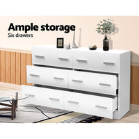 Artiss 6 Chest of Drawers - VEDA White Furniture Kings Warehouse