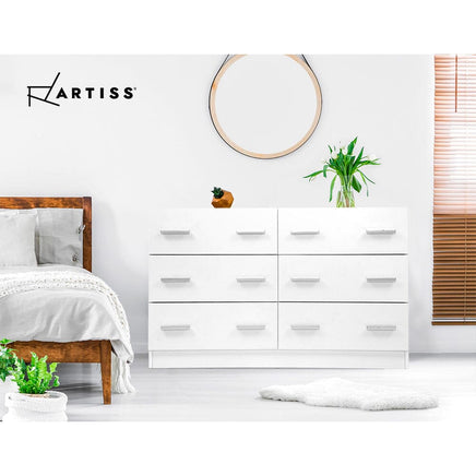 Artiss 6 Chest of Drawers - VEDA White Furniture Kings Warehouse
