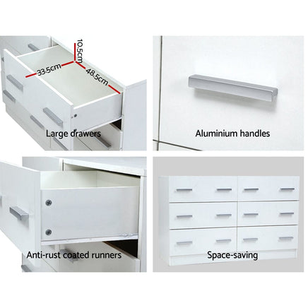 Artiss 6 Chest of Drawers - VEDA White Furniture Kings Warehouse