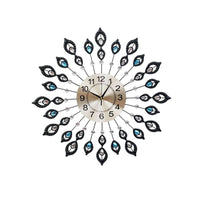 Artiss 60cm Wall Clock Large 3D Peacock Crystal Silver Home & Garden Kings Warehouse