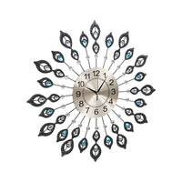 Artiss 60cm Wall Clock Large 3D Peacock Crystal Silver Home & Garden Kings Warehouse