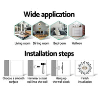 Artiss 60cm Wall Clock Large 3D Peacock Crystal Silver Home & Garden Kings Warehouse