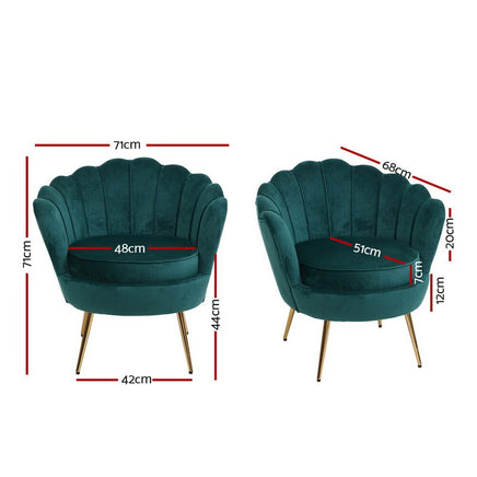 Artiss Armchair Velvet Green Callista Furniture Kings Warehouse
