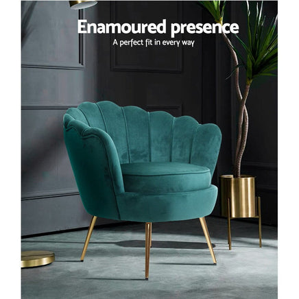 Artiss Armchair Velvet Green Callista Furniture Kings Warehouse