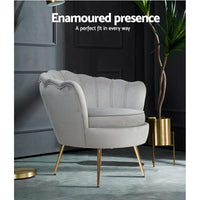 Artiss Armchair Velvet Grey Callista Furniture Kings Warehouse