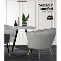 Artiss Armchair Velvet Grey Callista Furniture Kings Warehouse