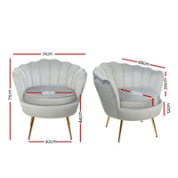 Artiss Armchair Velvet Grey Callista Furniture Kings Warehouse