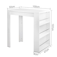 Artiss Bar Table 3-tier Storage Shelves White Furniture Kings Warehouse